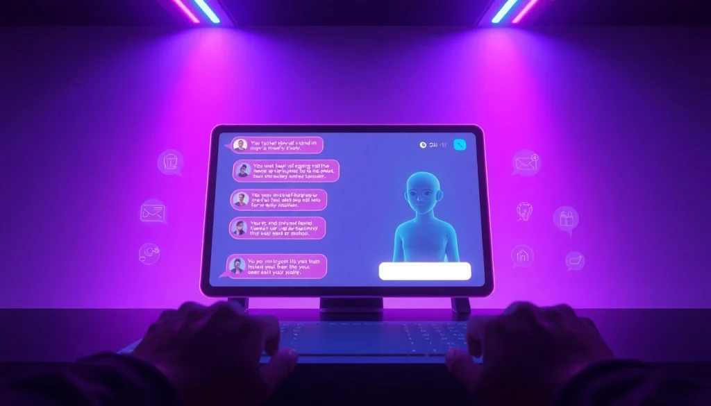 Engaging free ai sex chat interface with dynamic digital character and vibrant colors.